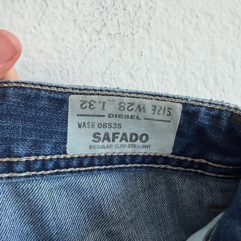 DIESEL Safado Faded Distressed Regular Slim Straight Denim Jeans Mens 28x32 Y2K